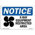 Signmission OSHA Sign, 18" H, 24" W, Aluminum, X-Ray Equipment Restricted Area Sign With Symbol, Landscape OS-NS-A-1824-L-19075